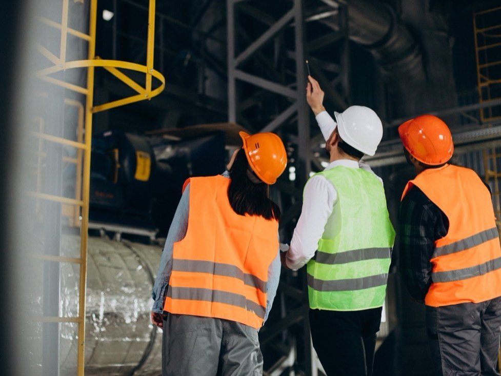 Equipo de seguridad industrial en una planta